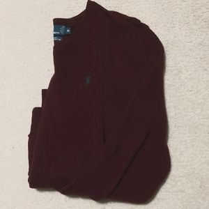 Polo Ralph Lauren Maroon Wool V-Neck Sweater Medium